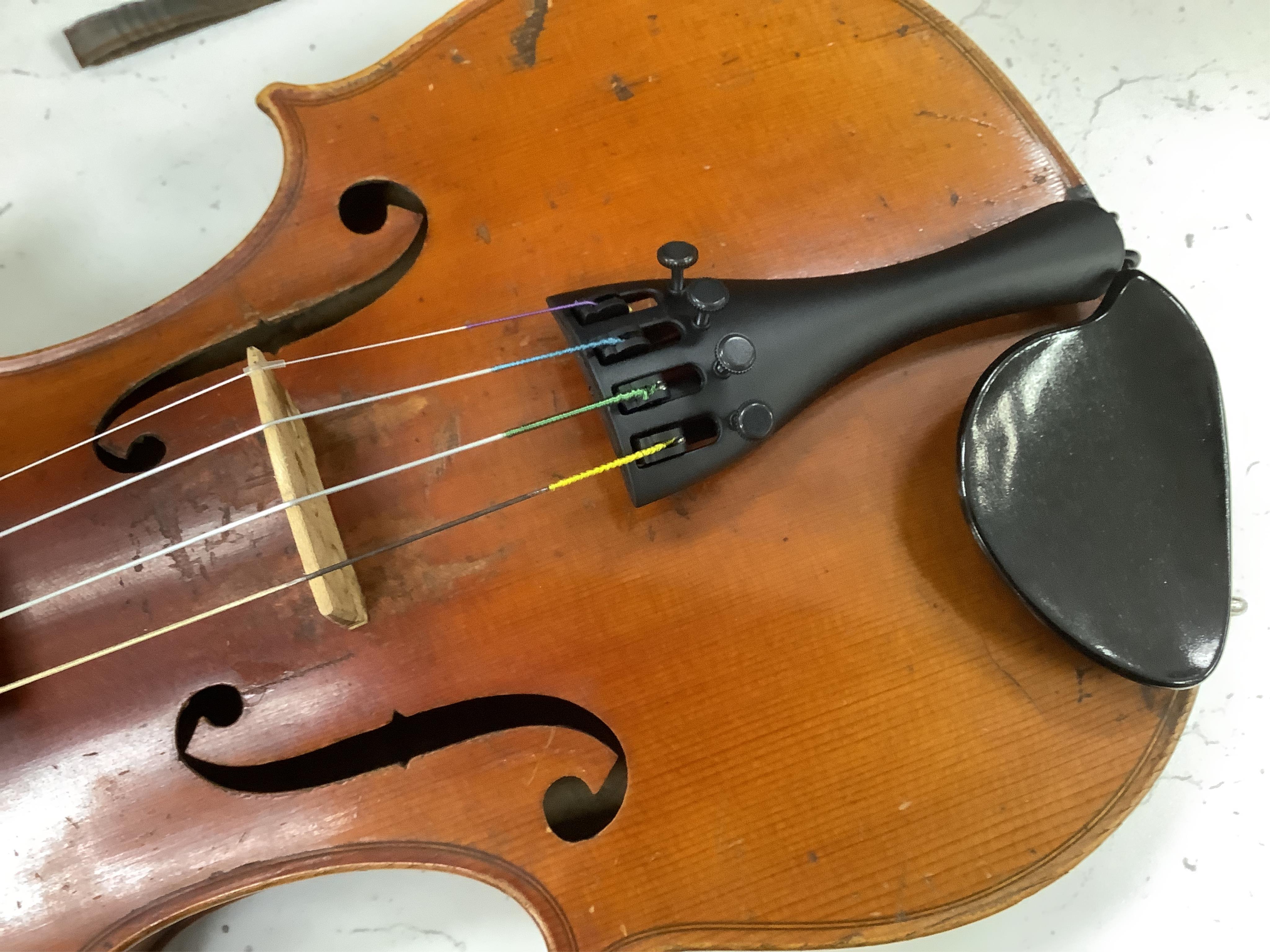 A full-size French violin by Jerome Thibouville-Lamy, one piece back, cased